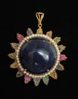 Diamond Necklace with Natural Emeralds/Rubies, Yellow Sapphires, Tanzanite, Turquoise and Pearls With Earring Set