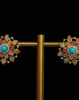 Diamond Necklace with Natural Emeralds/Rubies, Yellow Sapphires, Tanzanite, Turquoise and Pearls With Earring Set