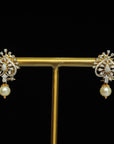 2 In 1 Bridal Diamond Earrings with changeable Natural Emerald/Rubies and Pearl Drops