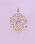 Diamond Pendant with Natural Emeralds/Rubies and Pearl Drops