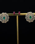 Diamond Earrings with changeable Natural Emeralds/Rubies