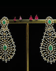 Pear shaped Diamond Earrings with changeable Natural Emeralds/Rubies
