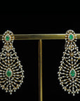 Pear shaped Diamond Earrings with changeable Natural Emeralds/Rubies