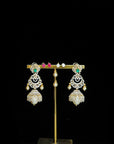 3 In 1 Diamond Earrings with changeable Natural Emeralds/Rubies and Pearl Drops