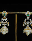 3 In 1 Diamond Earrings with changeable Natural Emeralds/Rubies and Pearl Drops