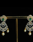3 In 1 Diamond Earrings with changeable Natural Emeralds/Rubies and Pearl Drops