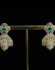 3 In 1 Diamond Earrings with changeable Natural Emeralds/Rubies and Pearl Drops
