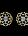Round Diamond Earrings with Baguette
