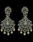 Diamond Earrings with Natural Emeralds and Pearl Drops