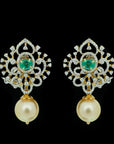 4 In 1 Diamond Earrings with changeable Natural Emeralds/Rubies/Sapphires and Pearl Drops