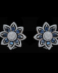 Floral  Diamond Earrings with Blue Sapphires