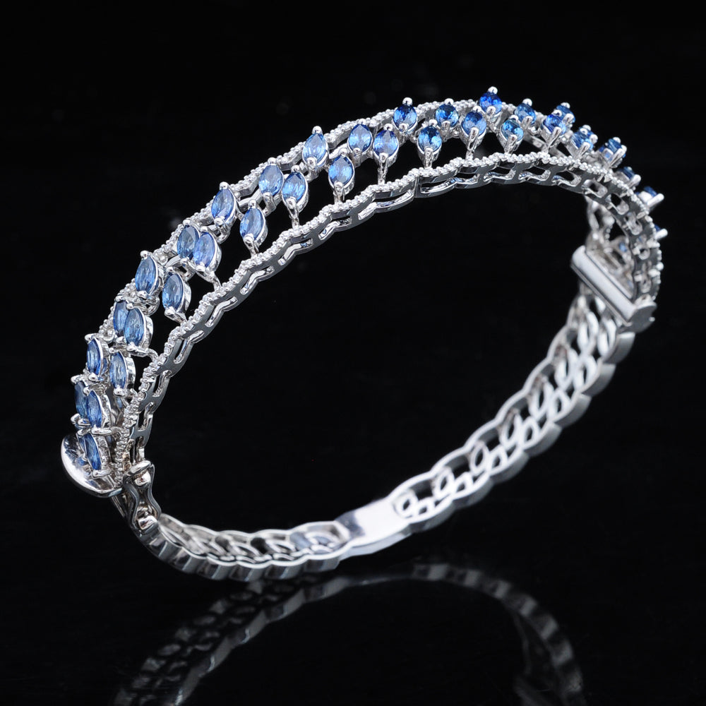 Diamond Bracelet with Natural Blue Sapphires
