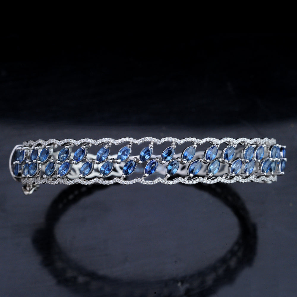 Diamond Bracelet with Natural Blue Sapphires