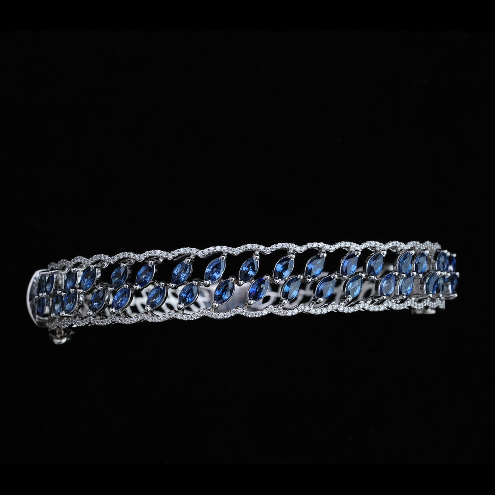 Diamond Bracelet with Natural Blue Sapphires