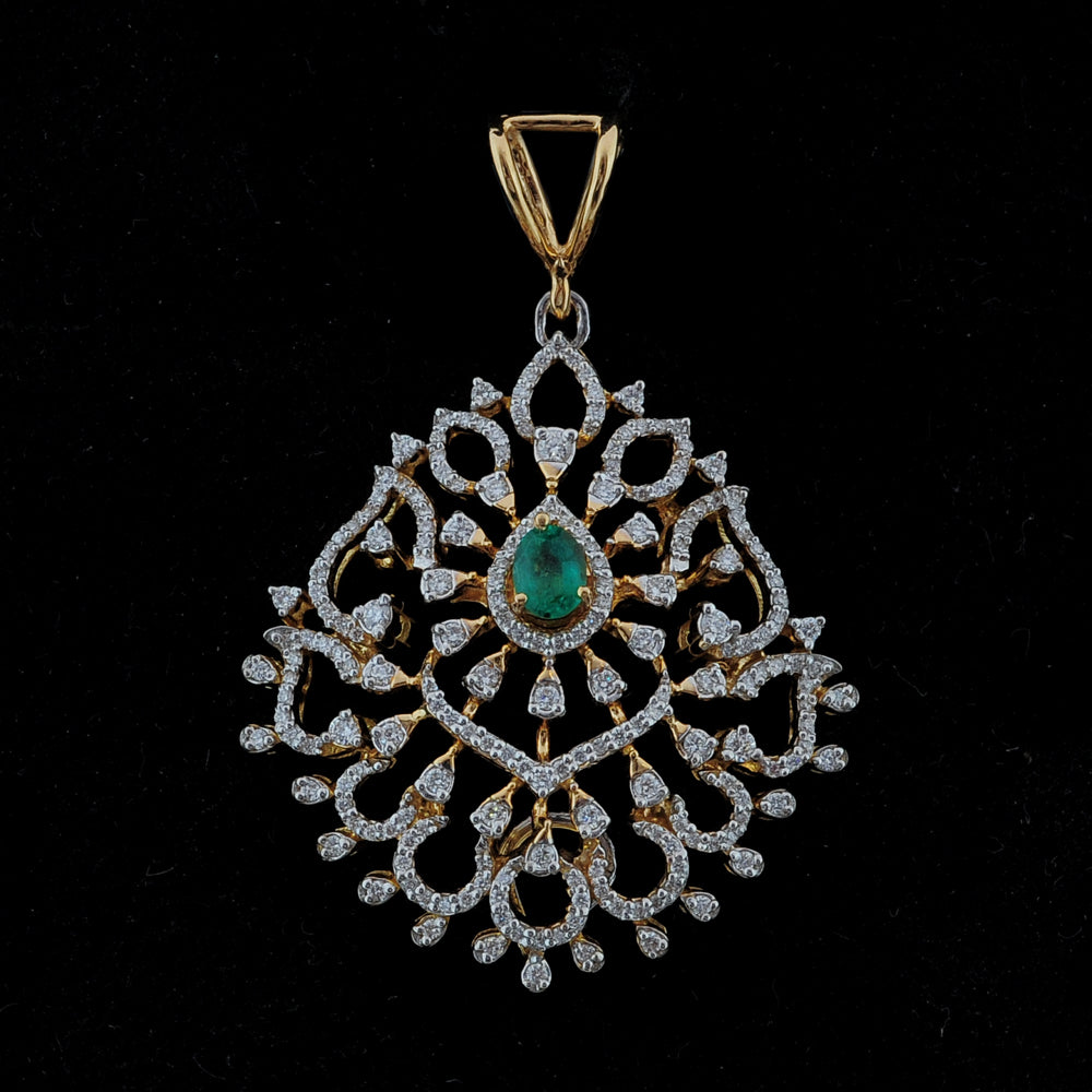 Diamond Necklace With Natural Emeralds And Rubies