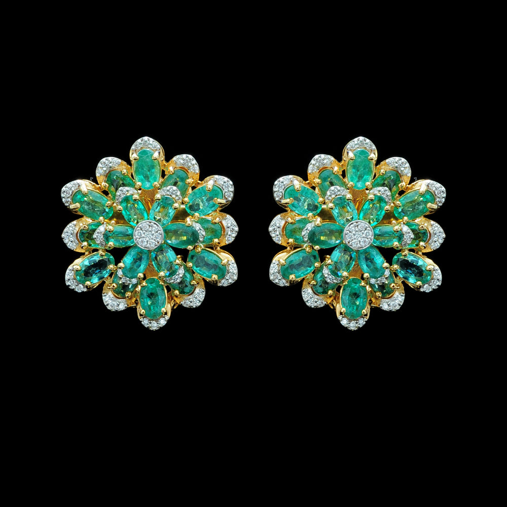 Diamond Earrings With Natural Emeralds
