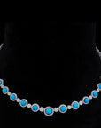 2 In 1 Diamond Necklace with Natural Turquoise With Earring Set