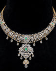3 In 1 Diamond Necklace with changeable Natural Emerald/Ruby