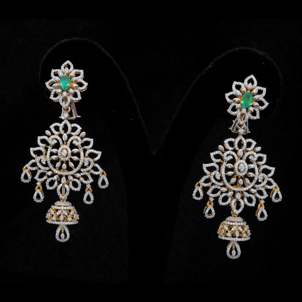 3 in 1 Diamond Earrings with changeable Natural Emeralds/Rubies
