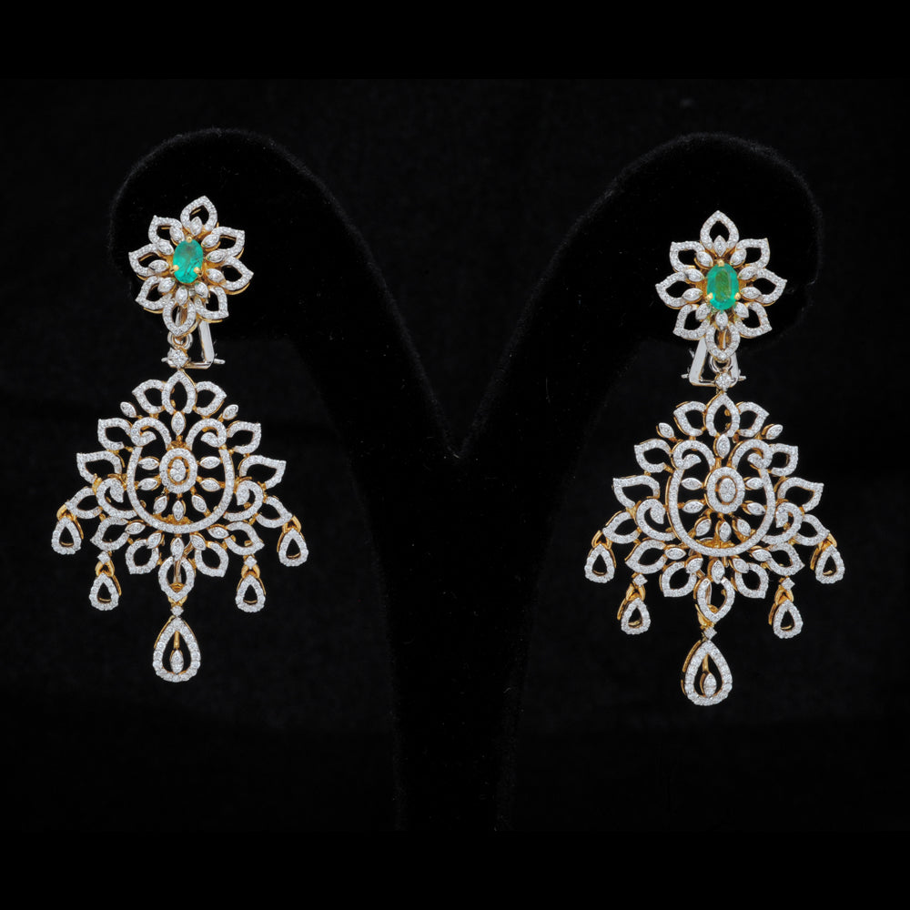3 in 1 Diamond Earrings with changeable Natural Emeralds/Rubies