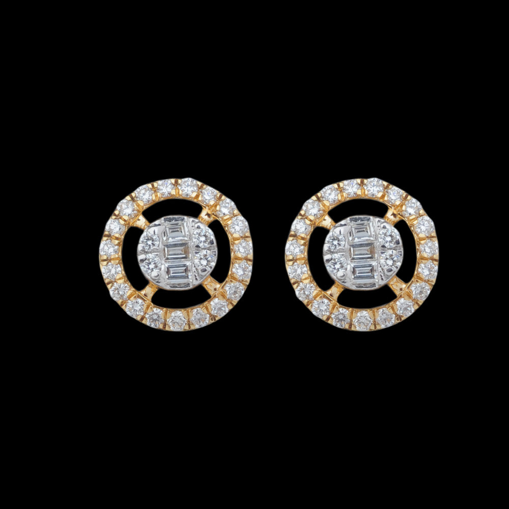 Diamond Earrings with Natural Baguette