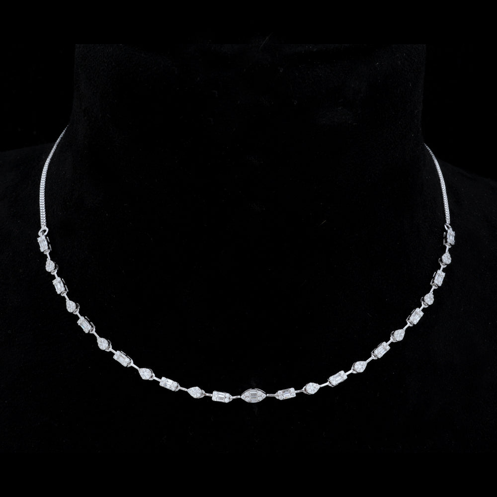 Diamond Necklace with Natural Baguette.