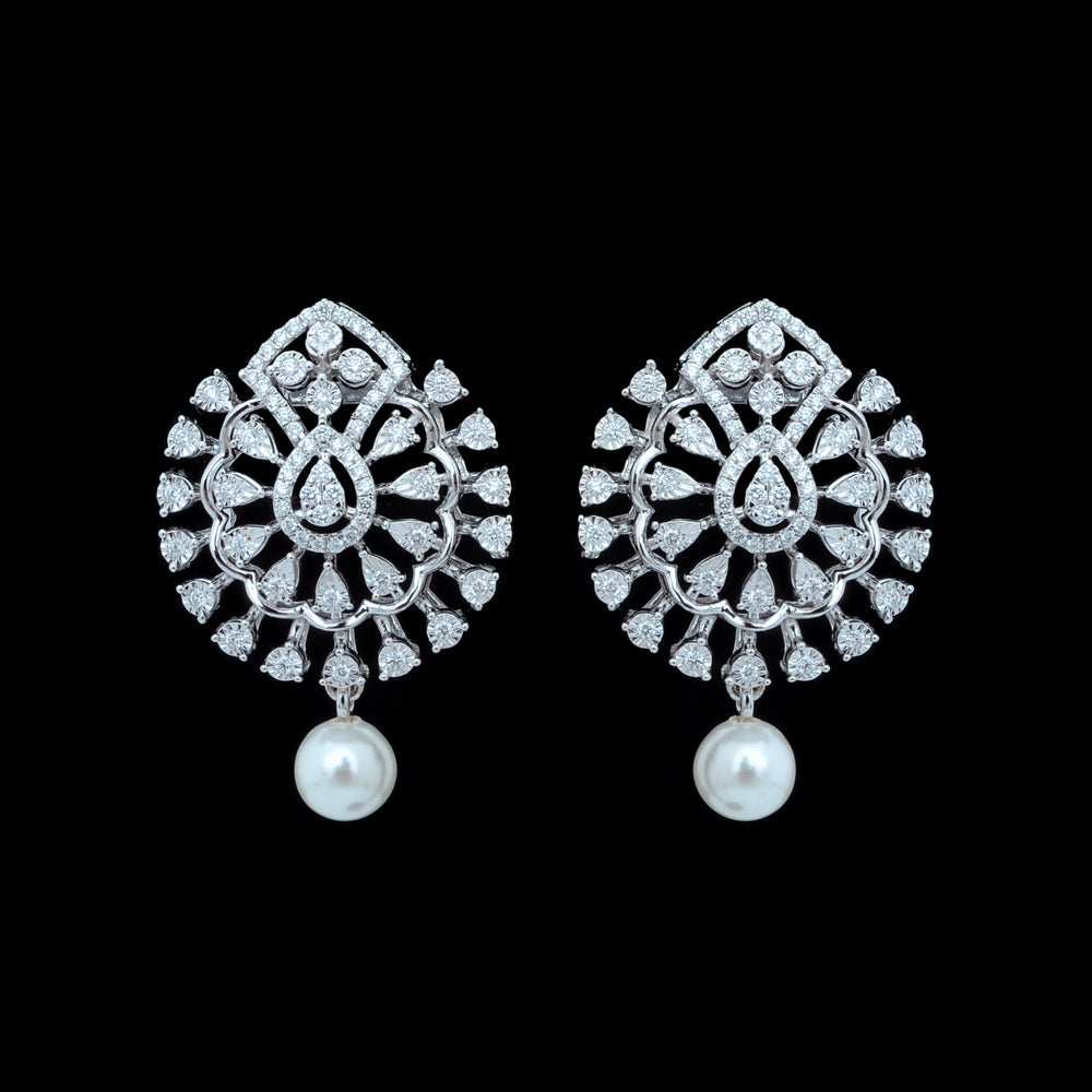 Diamond Earrings Pearl Drops