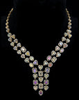 Diamond Necklace With Multi Color Sapphires With Earring