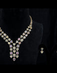 Diamond Necklace With Multi Color Sapphires With Earring