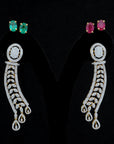 Diamond Earrings With Changeable Natural Emerads And Rubies