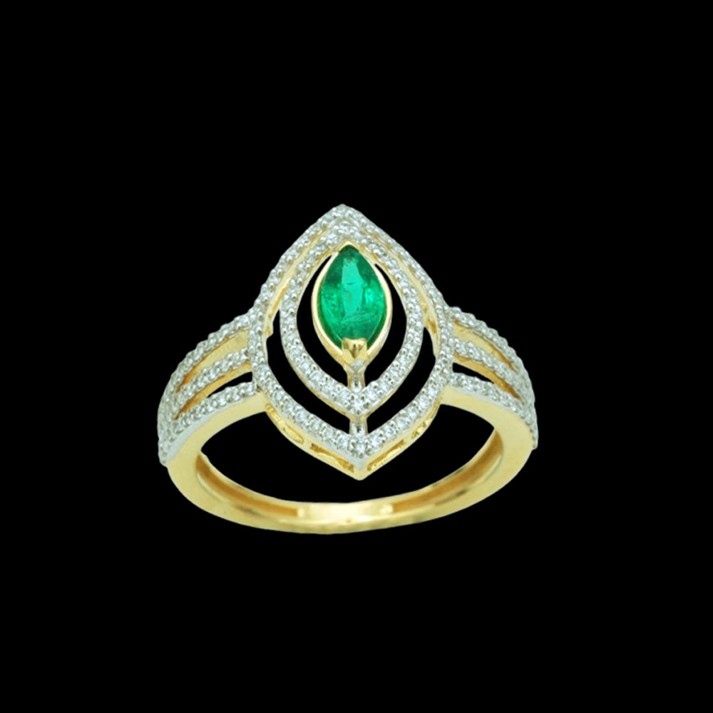 Diamond Ring With Natural Emerald