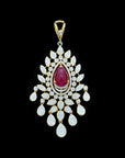 Diamond Necklace With Changeable Natural Emeralds/Rubies And Pearls