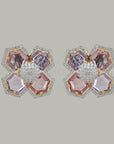 3 In 1 Diamond Necklace With Multi - Color Sapphires With Earring Set