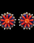 Diamond Necklace With Natural Corals And Tanzanite With Earring Set