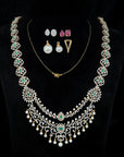 3 In 1 Diamond Necklace with Natural Emerald and Rubies.
