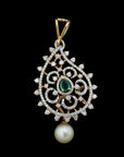 3 In 1 Diamond Necklace with Natural Emerald and Rubies.
