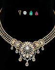 3 In 1 Diamond Necklace with Natural Emeralds and Rubies.