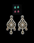 Diamond Earrings With Natural Emeralds And Rubies