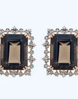 4 In 1 Diamond Necklace With Natural Rubies and Smoky Topaz With Earring Set