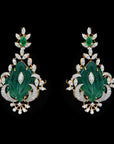 Diamond Earrings with Natural Emeralds and Onyx