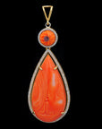 Diamond Necklace With Natural Corals And Blue Sapphire Beads With Earring Set