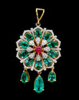 Diamond Earrings With Natural Emeralds And Spinel