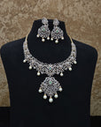 Diamond Necklace With Natural Emeralds/Rubies And Pearls