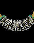 4 in 1 Diamond Haaram Necklace with Natural Emeralds .