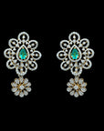 Long diamond Jhumkhas with Natural Chnagable Rubes & Emeralds with Pearl Drops