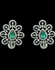 Long diamond Jhumkhas with Natural Chnagable Rubes & Emeralds with Pearl Drops