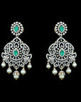 Diamond Earrings with Natural Chnagable Rubes & Emeralds with Pearl Drops