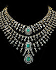 3 Layered Diamond Necklace with Natural Changeable Rubies & Emeralds