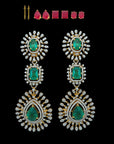 Layered Diamond Earrings with Natural Changeable Rubies & Emeralds