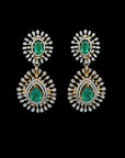 Layered Diamond Earrings with Natural Changeable Rubies & Emeralds
